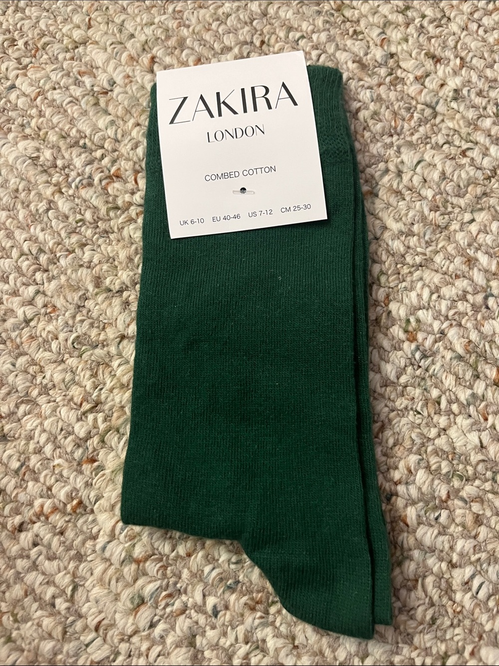 ZAKIRA Dark Green Combed Cotton Dress Socks